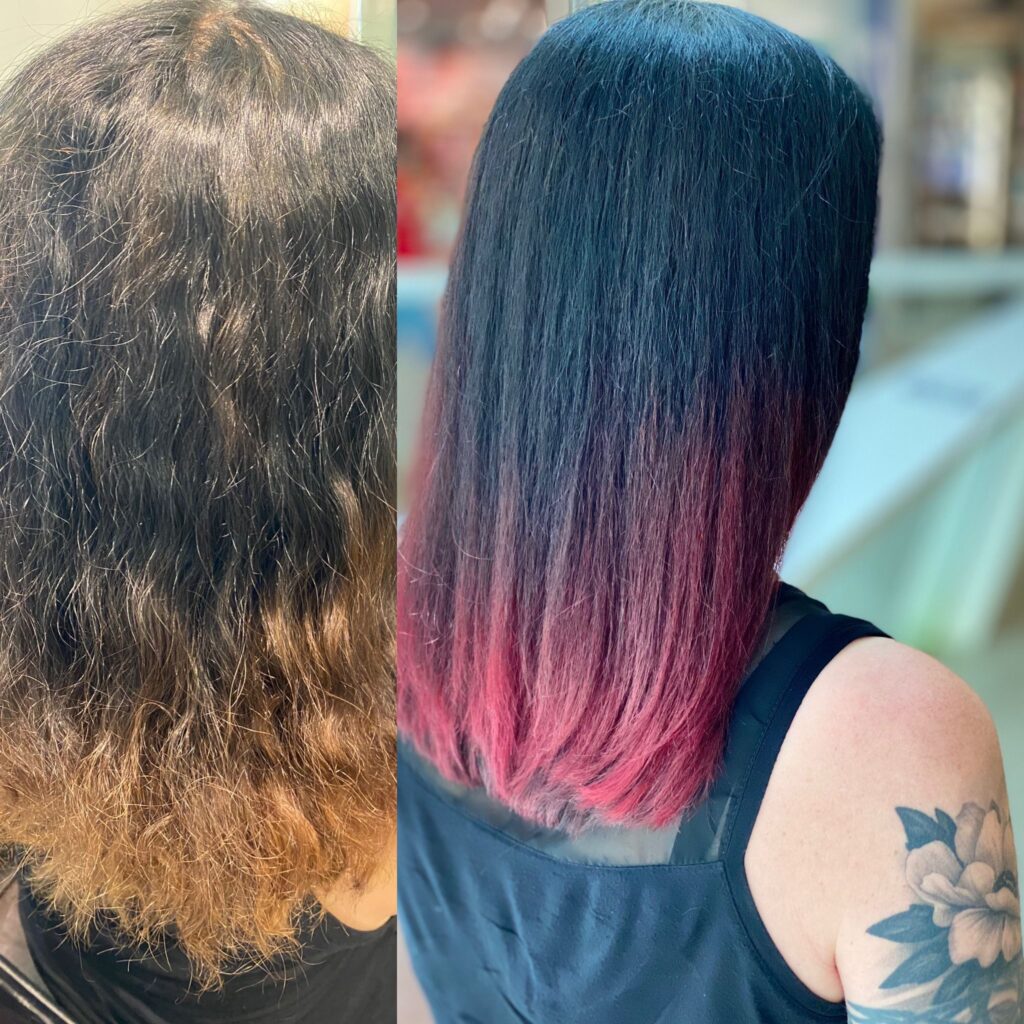 coiffure coiffeur schönbühl rot und schwarz haar balayage